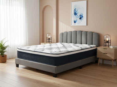 Innogen Bed Frame Grey & Euro Top Mattress J32 - Queen (Combo)