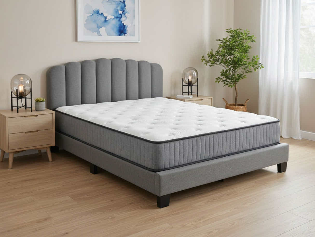 Innogen Bed Frame Grey & FIRM23 Mattress - Queen