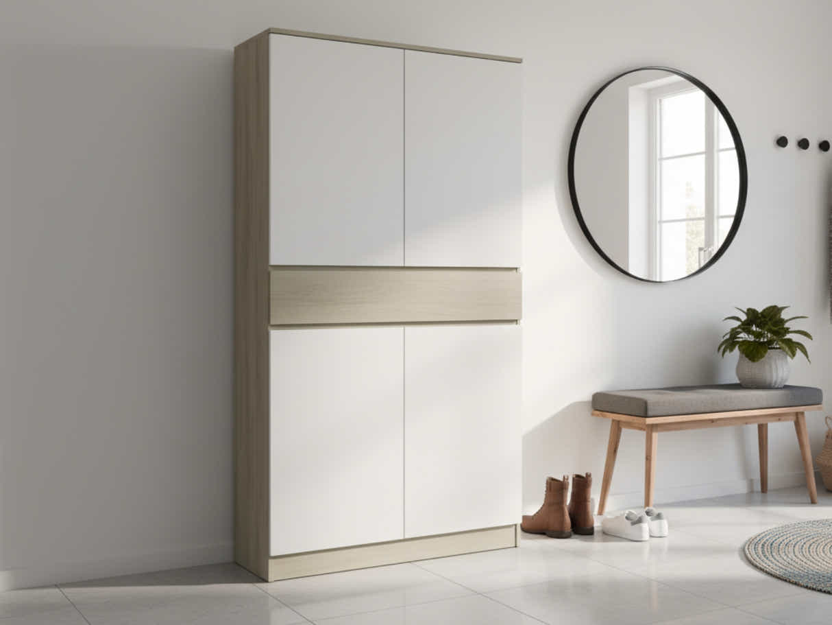 Teasel 4-Door Tall Shoe Cabinet with Drawer