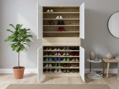 Teasel 4-Door Tall Shoe Cabinet with Drawer