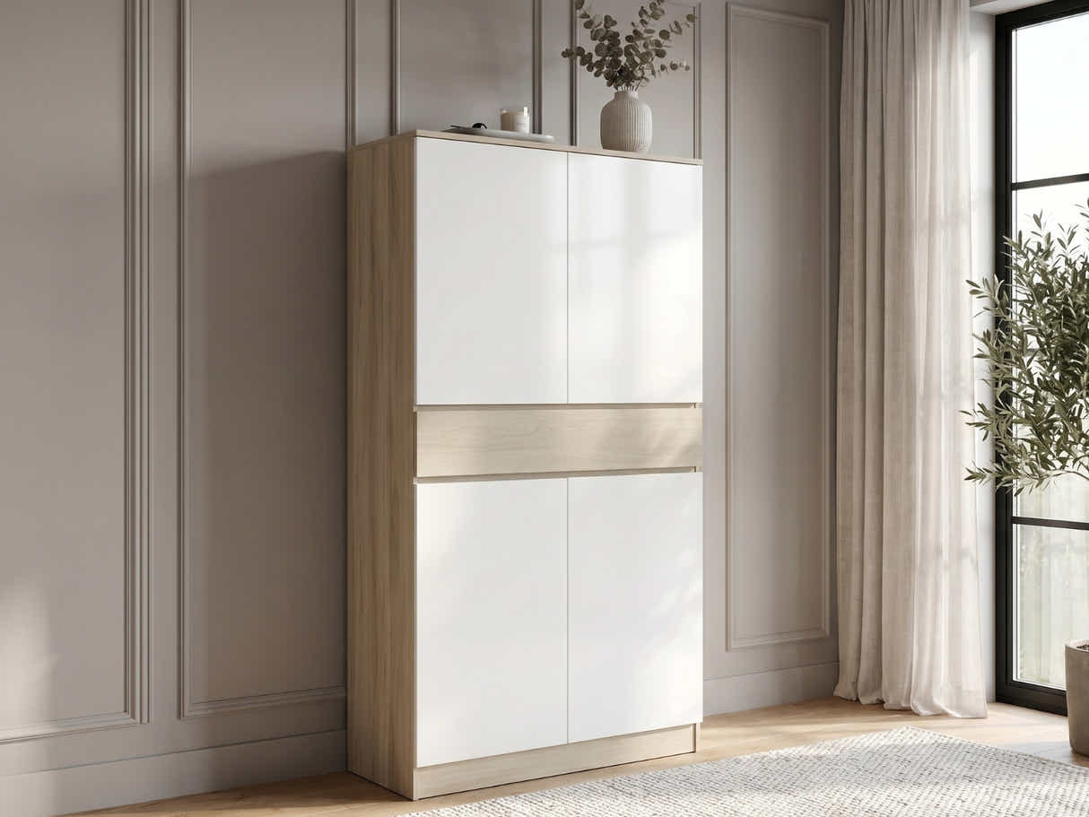 Teasel 4-Door Tall Shoe Cabinet with Drawer