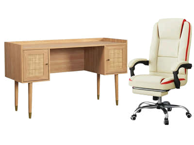 Naturlig Writing Desk & Siena Executive Office Chair PU Beige