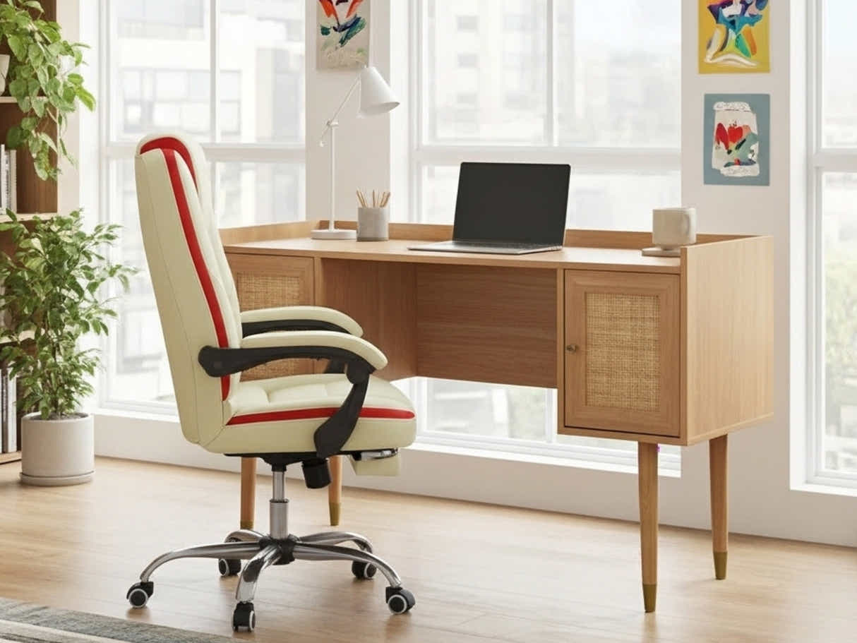 Naturlig Writing Desk & Siena Executive Office Chair PU Beige