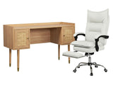 Naturlig Writing Desk & New Markus Office Chair with Footrest PU White
