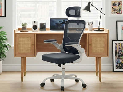 Naturlig Writing Desk & Molina Mesh Task Chair White+Grey