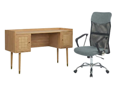 Naturlig Writing Desk & Meshmallow Office Chair 001 grey