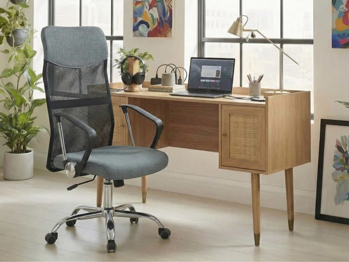 Naturlig Writing Desk & Meshmallow Office Chair 001 grey