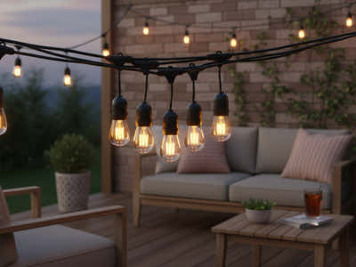 Suspended Socket Festoon Lights with Tungsten Bulbs - 17 m