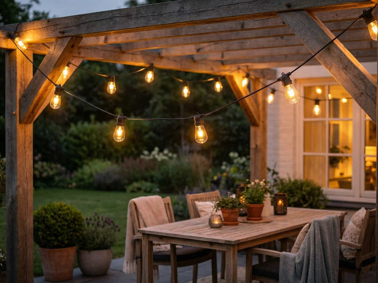Fixed Socket Festoon Lights with Tungsten Bulbs - 12 m