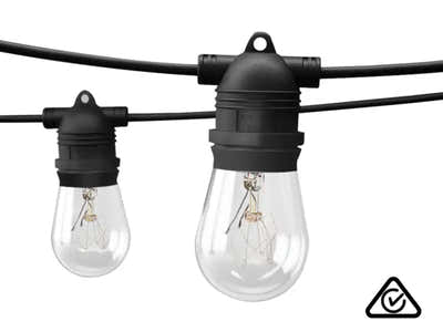Fixed Socket Festoon Lights with Tungsten Bulbs - 17 m