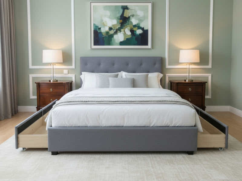 Cleva Bed Frame with Drawers - Double