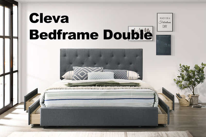 Cleva Bed Frame with Drawers - Double
