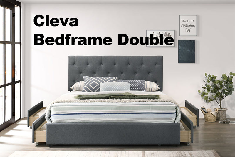 Cleva Bed Frame with Drawers - Double