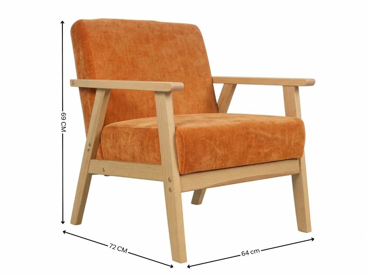 Eleese Velvet Accent Chair - Orange