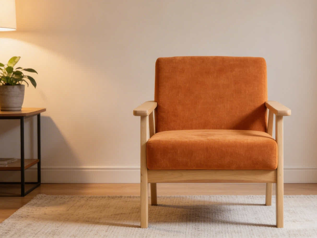 Eleese Velvet Accent Chair - Orange