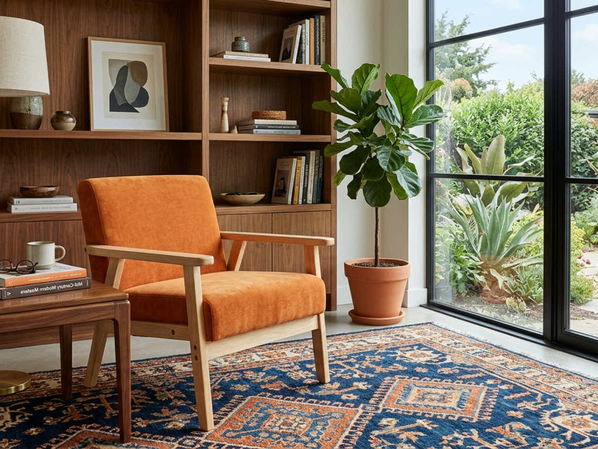 Eleese Velvet Accent Chair - Orange