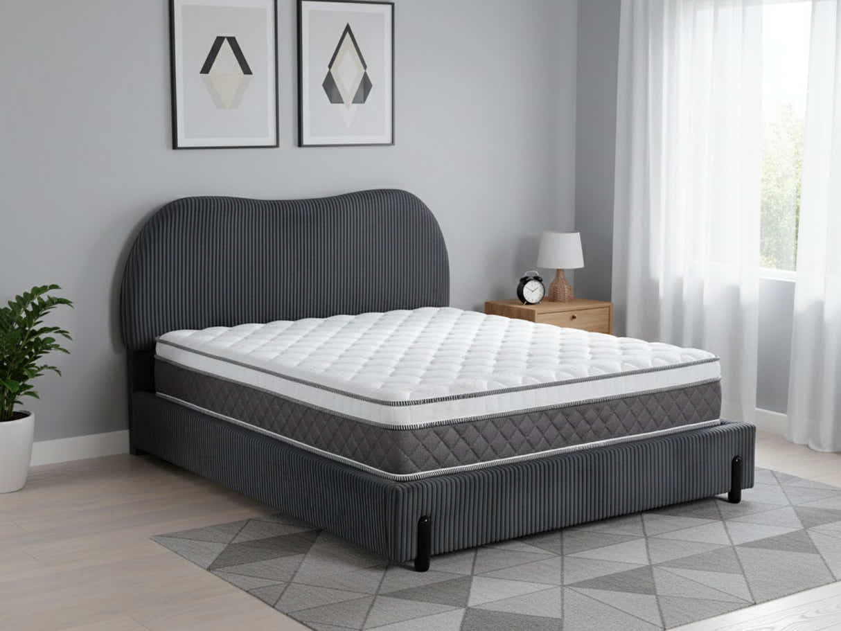 Arna Bed Frame Grey & MEM23 Mattress - Double