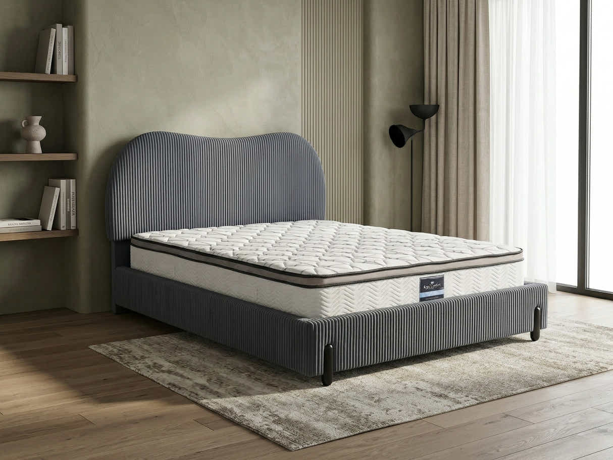 Arna Bed Frame Grey & GEL30 Mattress - Queen