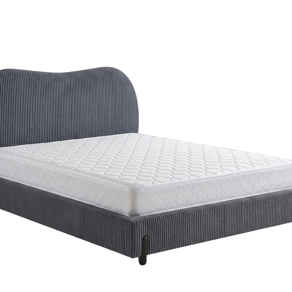 Arna Queen Grey Corduroy Bed Frame & Bonnell Mattress | TSB Living NZ