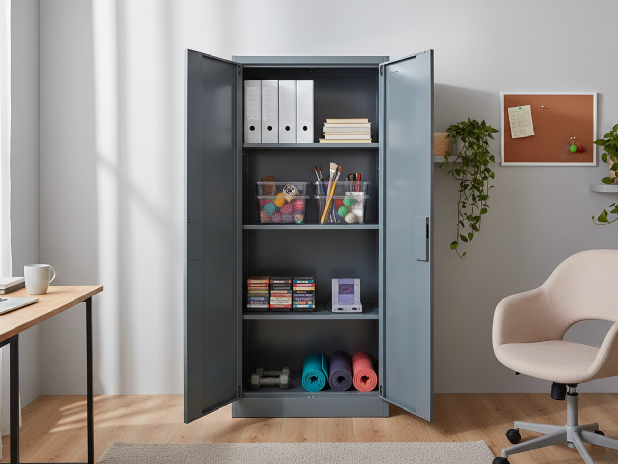 Lockable Steel Garage Storage Cabinet - 165 cm