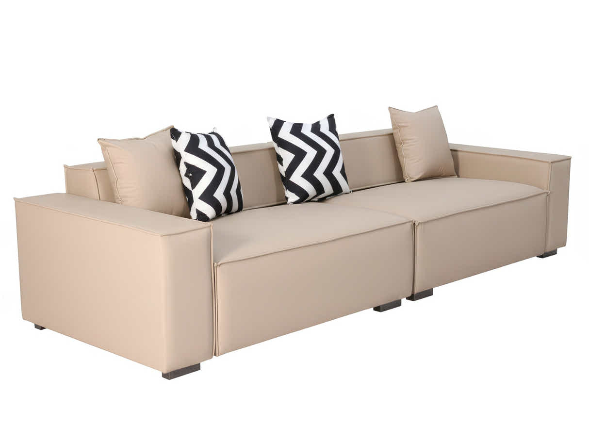 Loretta PU Leather Sofa - Beige