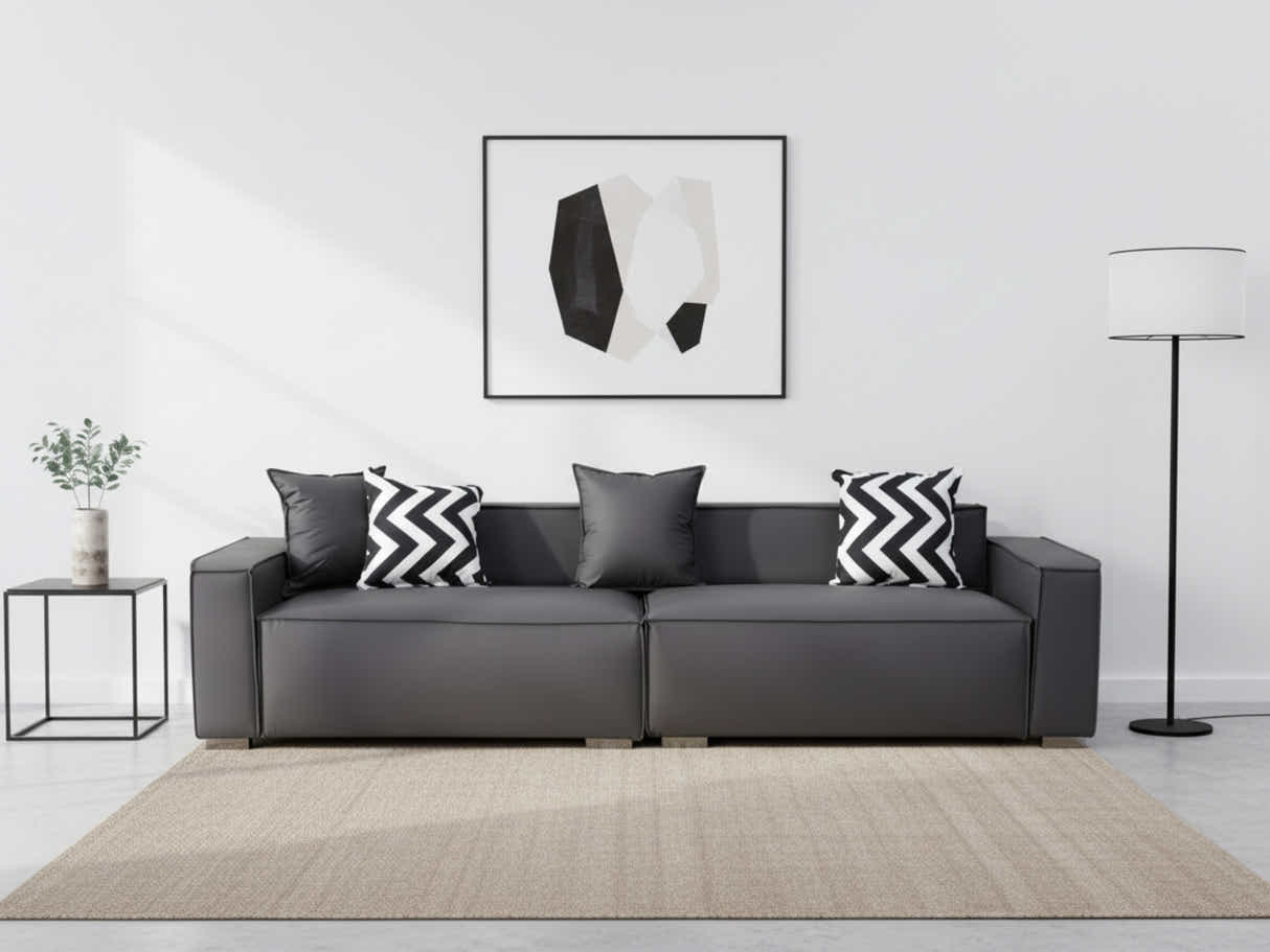 Loretta PU Leather Sofa - Grey