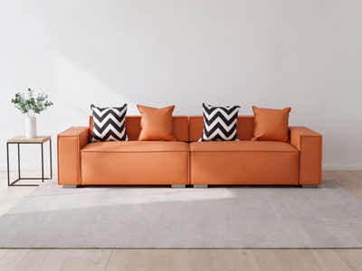 Loretta PU Leather Sofa - Orange