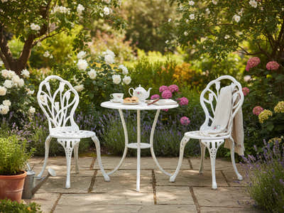 Ornato Cast Aluminum Bistro Set – White