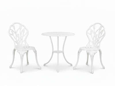Ornato Cast Aluminum Bistro Set – White