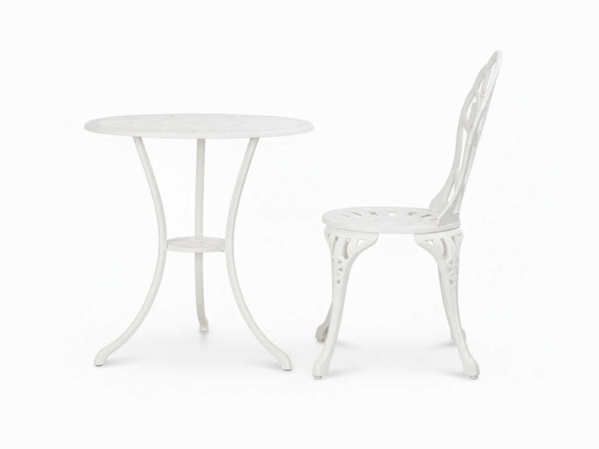 Ornato Cast Aluminum Bistro Set – White
