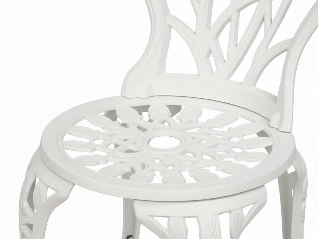 Ornato Cast Aluminum Bistro Set – White