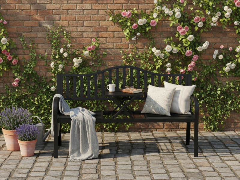 Arteferro Garden Bench with Fold Table