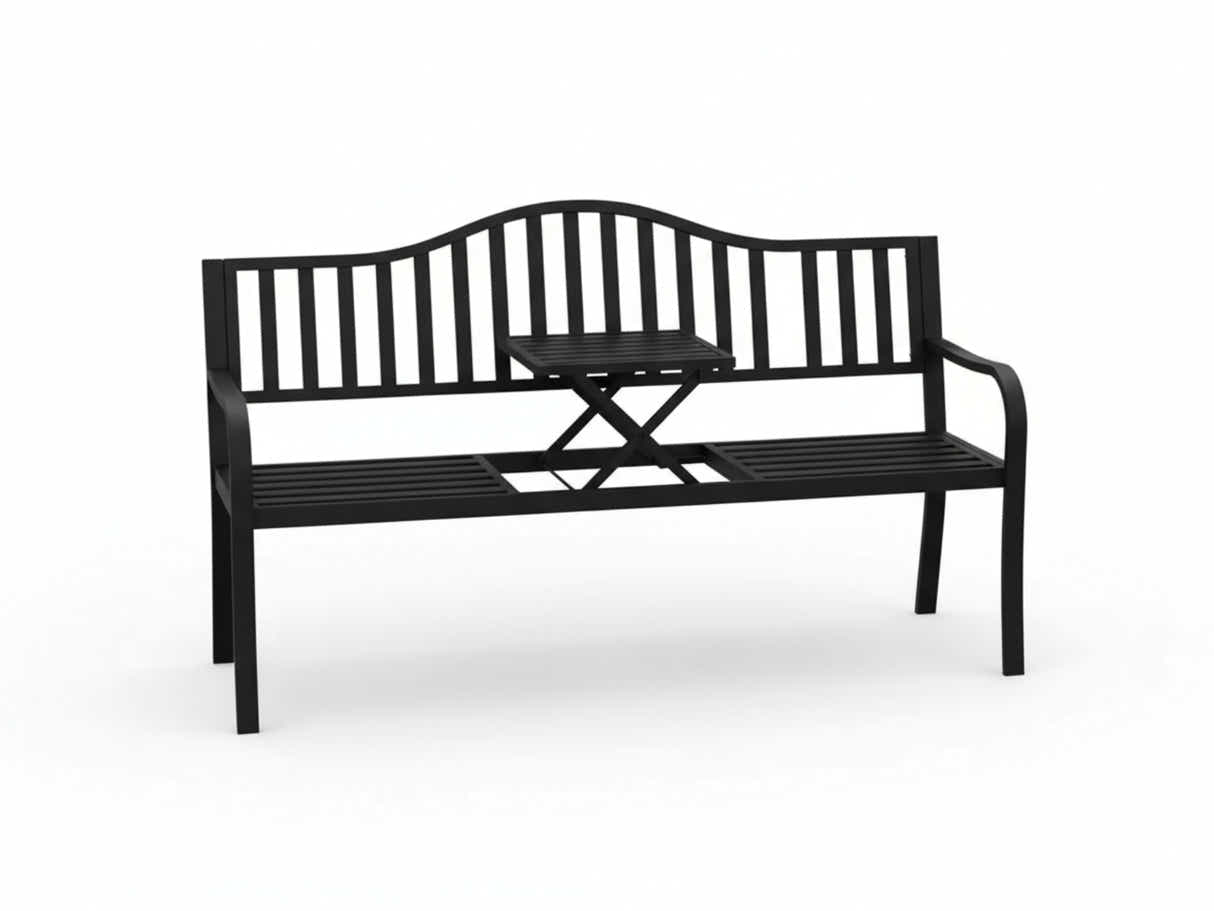 Arteferro Garden Bench with Fold Table - Black