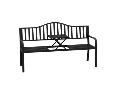 Arteferro Garden Bench with Fold Table - Black