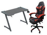 Gaming Table KZ-1 120cm with Wireless Charger and Mouse Pad & Faron Gaming Chair PVC Red