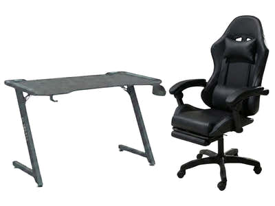 Gaming Table KZ-1 120cm with Wireless Charger and Mouse Pad & Faron Gaming Chair PVC Black