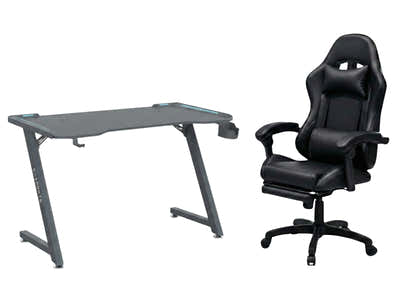 Gaming Table KZ-1 120cm with Wireless Charger and Mouse Pad & Nicola Gaming chair PVC Black