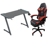 Gaming Table KZ-1 140cm with Wireless Charger and Mouse Pad & Faron Gaming Chair PVC Red