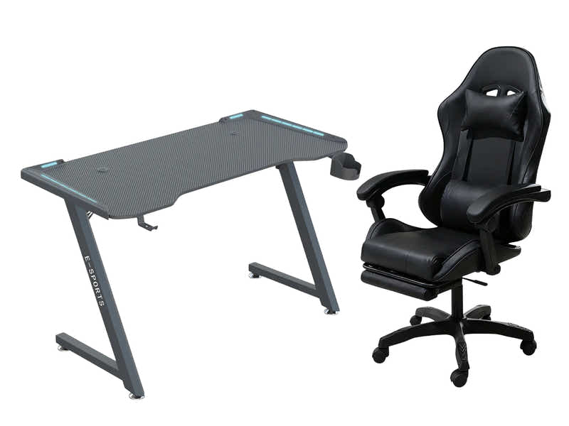 Gaming Table KZ-1 140cm with Wireless Charger and Mouse Pad & Faron Gaming Chair PVC Black