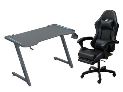 Gaming Table KZ-1 140cm with Wireless Charger and Mouse Pad & Faron Gaming Chair PVC Black