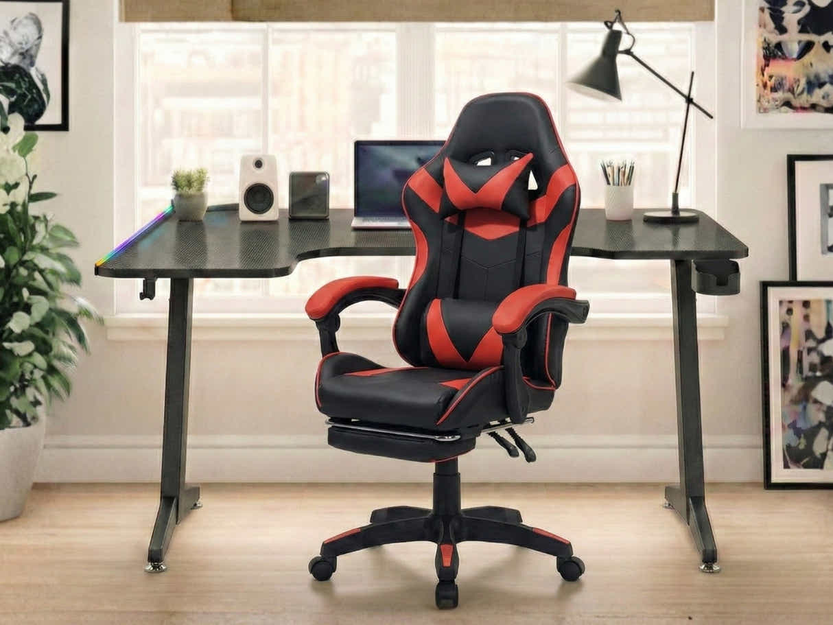 Gaming Table L2L LEFT 160CM & Faron Gaming Chair PVC Red