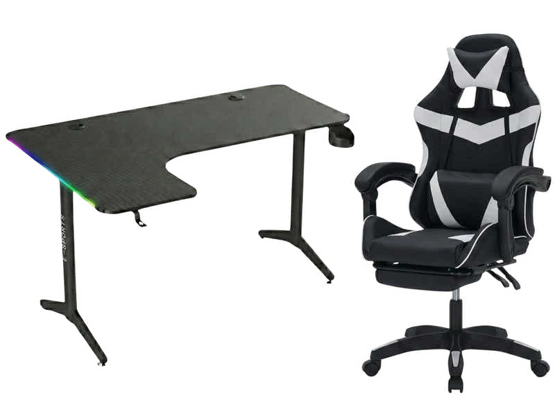 Gaming Table L2L LEFT 160CM & Faron Gaming Chair PVC White