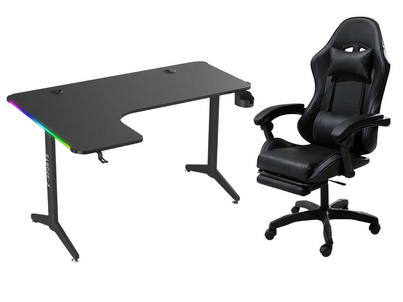 Gaming Table L2L LEFT 160CM & Nicola Gaming chair PVC Black
