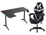 Gaming Table L2L LEFT 160CM & Nicola Gaming chair PVC Black+White