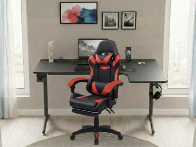 Gaming Table L2R Right 160CM & Faron Gaming Chair PVC Red