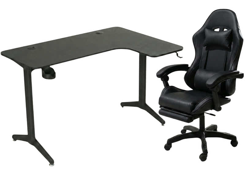 Gaming Table L2R Right 160CM & Faron Gaming Chair PVC Black