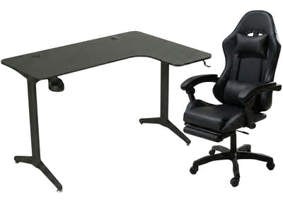 Gaming Table L2R Right 160CM & Faron Gaming Chair PVC Black