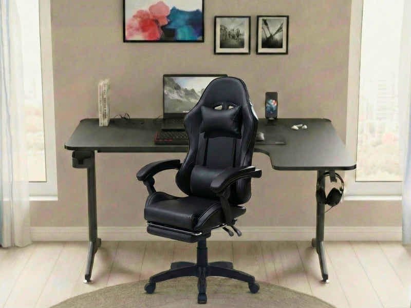 Gaming Table L2R Right 160CM & Faron Gaming Chair PVC Black