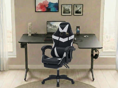 Gaming Table L2R Right 160CM & Faron Gaming Chair PVC White