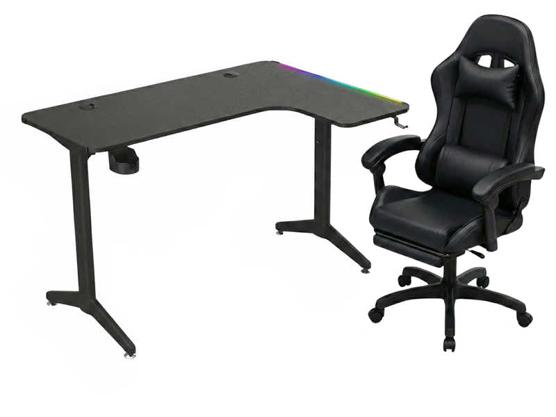Gaming Table L2R Right 160CM & Nicola Gaming chair PVC Black (Combo)